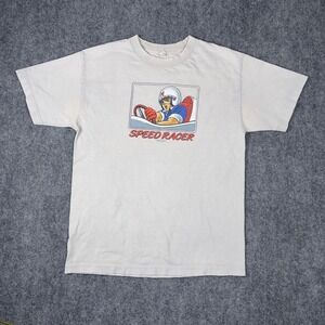 Speed Racer Graphic T-Shirt Mens L Gray 2002 Vintage Anime Mach 5 Tee